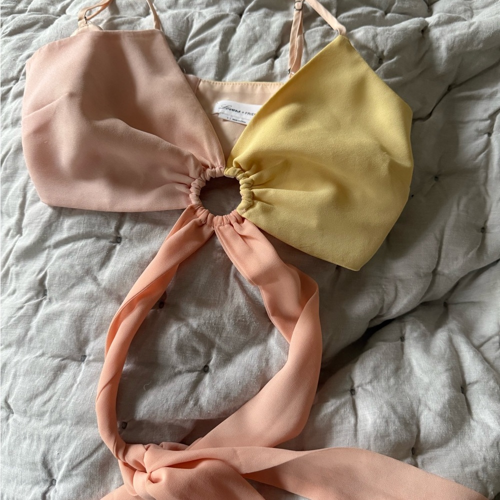 Lovers + Friends Pastel Pink and Yellow Top